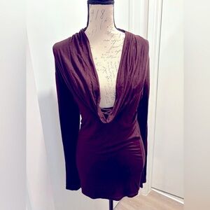 Design History Red Ruched Long Sleeve Blouse